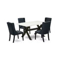 HomeStock 5-Piece Natural Oak Finish Solid Wood Top Dining table with 4 Chairs