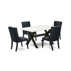 HomeStock 5-Piece Natural Oak Finish Solid Wood Top Dining table with 4 Chairs