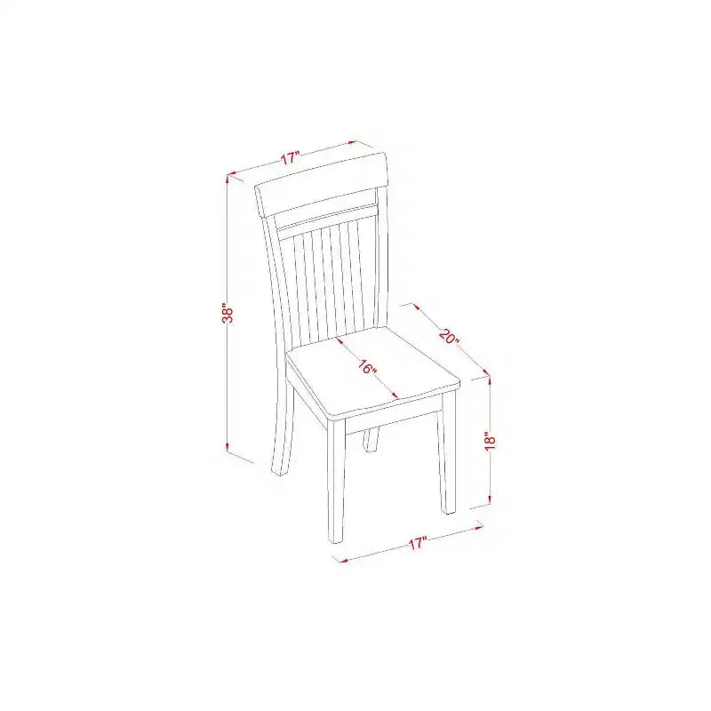 Set da pranzo in 5 pezzi con piano in legno massello finitura mogano - con alette a ribalta - 4 posti a sedere