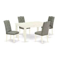 HomeStock 5-Piece Buttermilk and Cherry Finish Solid Wood Top Dining table with 4-Chairs with Butterfly Leaf