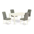 HomeStock 5-Piece Buttermilk and Cherry Finish Solid Wood Top Dining table with 4-Chairs with Butterfly Leaf