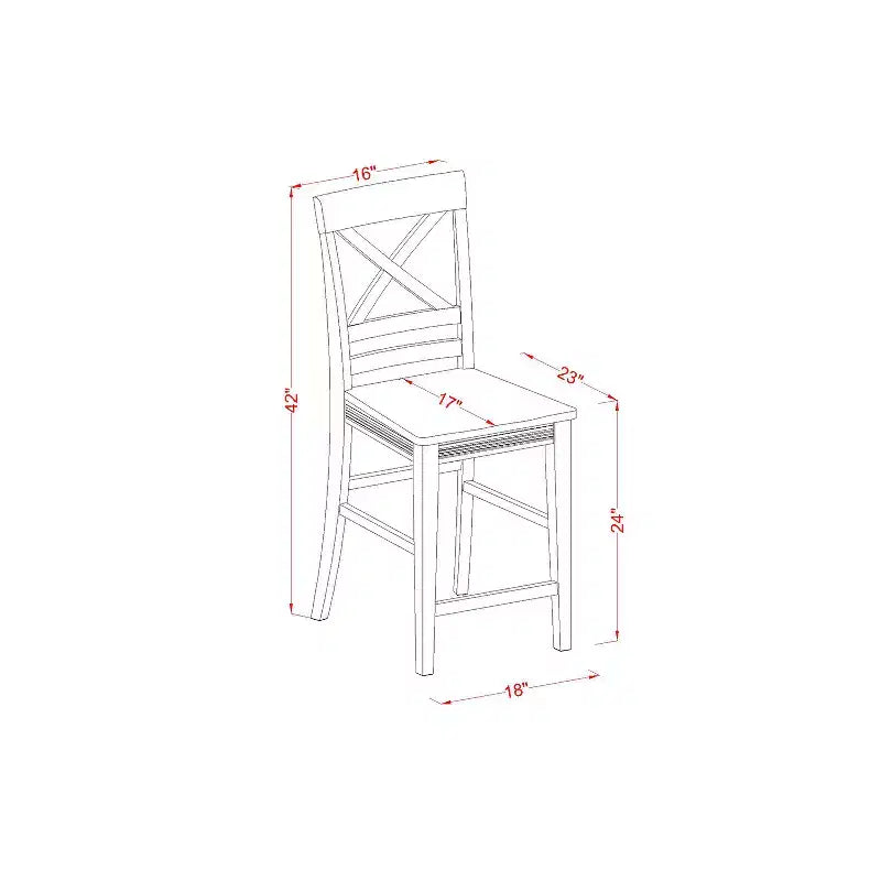 Set da 5 pezzi con ripiano in legno massello finitura mogano - Sala da pranzo - 4 posti a sedere