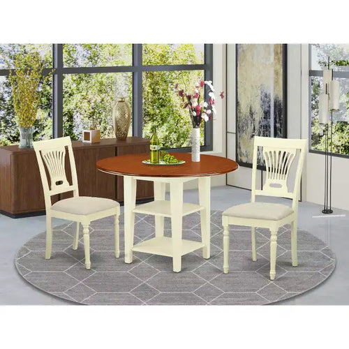 Set Pranzo 3 Pezzi - Tavolo Rotondo e 2 Sedie - Mobili Sala da Pranzo Stile Antico