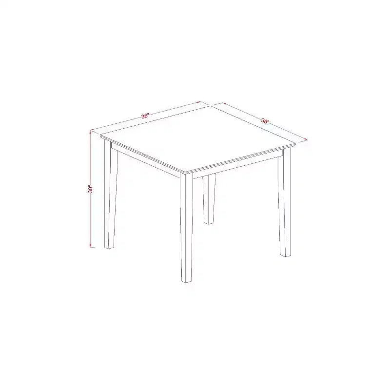 Set 5 pezzi in legno massello con finitura mogano – Tavolo da pranzo quadrato – 4 posti a sedere