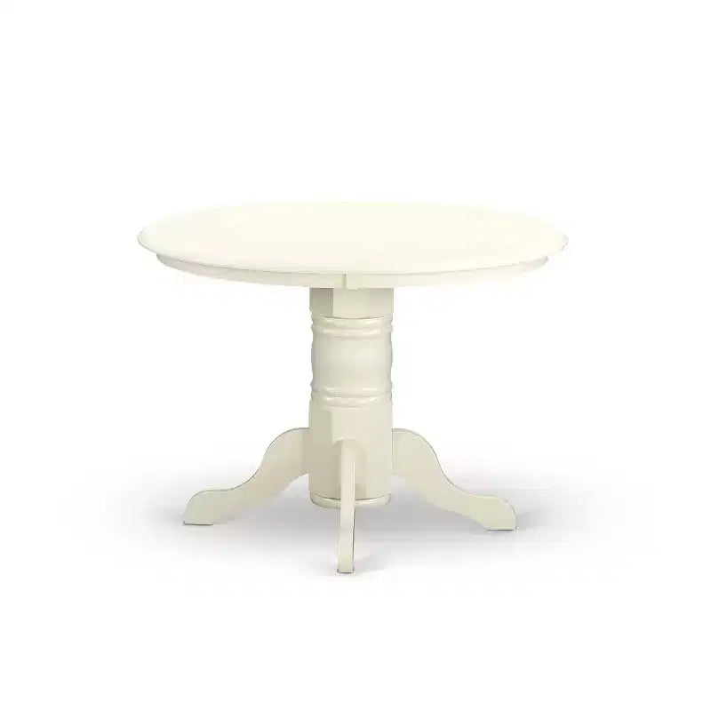 Set da pranzo 3 pezzi: tavolo rotondo e 2 sedie Parsons - Tavolo da cucina 42" - Gambe bianche lino, ecopelle Pond