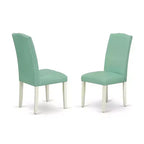 Set da pranzo 3 pezzi: tavolo rotondo e 2 sedie Parsons - Tavolo da cucina 42" - Gambe bianche lino, ecopelle Pond