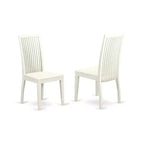 Set da pranzo da 5 pezzi in legno massello con finitura lino bianco - Top rotondo - 4 posti a sedere