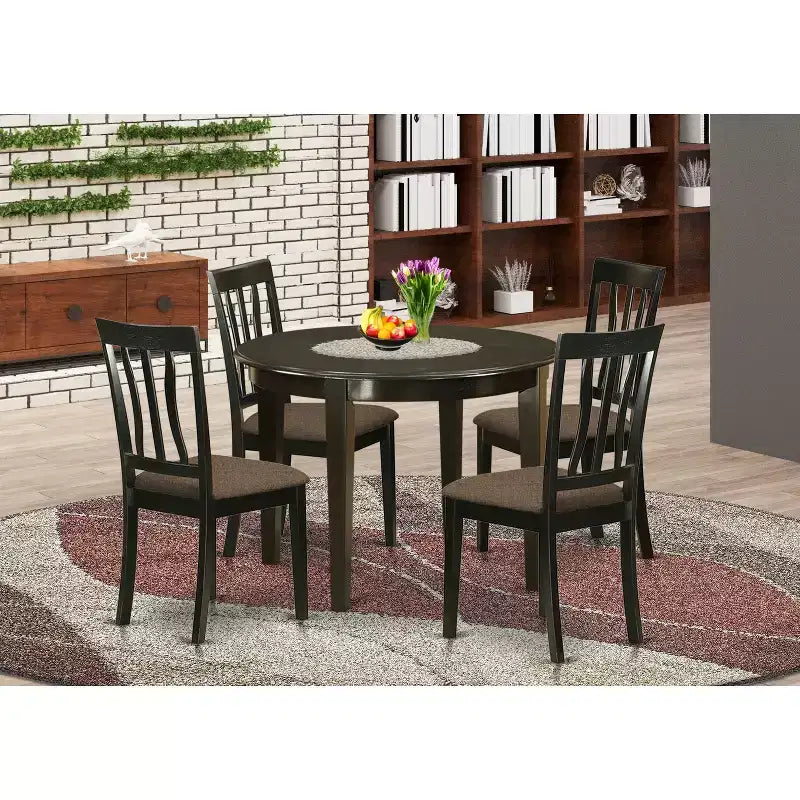 Set da pranzo 5 pezzi - Tavolo e sedie da cucina retrò - Tavolo da pranzo rotondo per 4 persone - Finitura color cappuccino