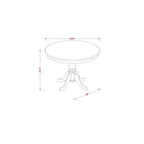 Set 3 pezzi - Tavolo rotondo con finitura in lino bianco e ripiano in legno massello - Sala da pranzo - 4 posti