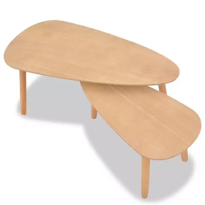 Set Tavolino da Caffè 2 Pezzi Tavolino Laterale Divano in Legno Massello di Pino