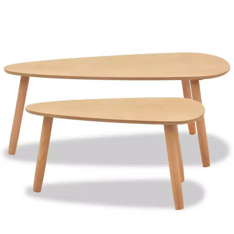 Set Tavolino da Caffè 2 Pezzi Tavolino Laterale Divano in Legno Massello di Pino