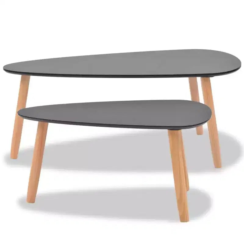 Set Tavolino da Caffè 2 Pezzi Tavolino Laterale Divano in Legno Massello di Pino