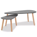 Set Tavolino da Caffè 2 Pezzi Tavolino Laterale Divano in Legno Massello di Pino