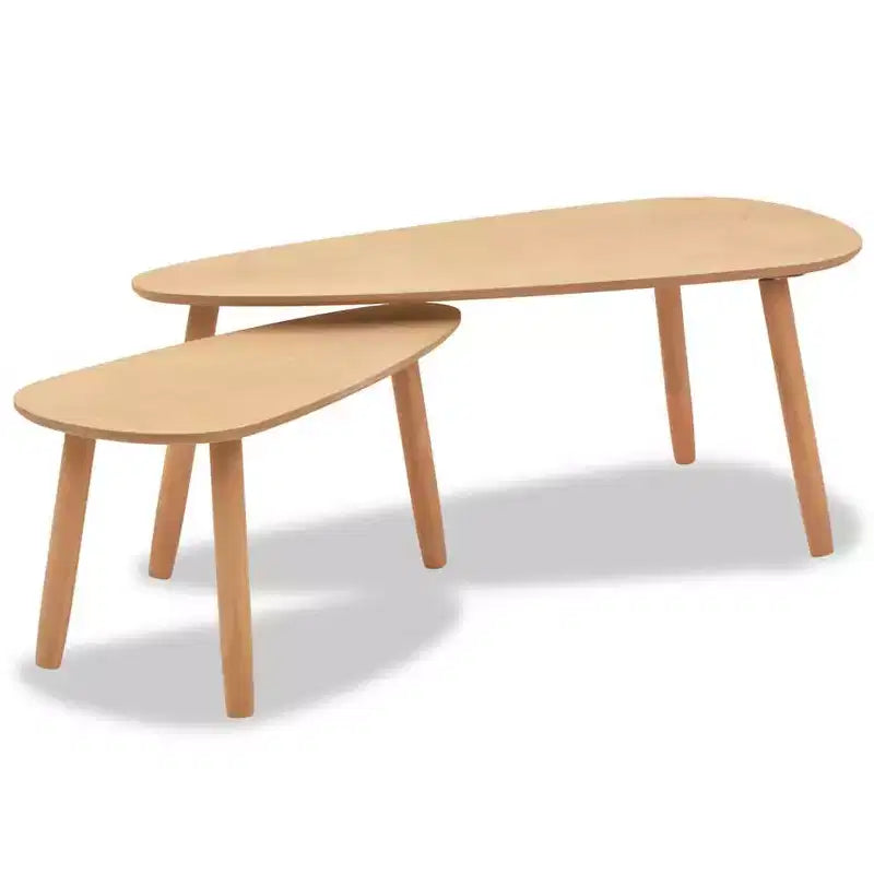 Set Tavolino da Caffè 2 Pezzi Tavolino Laterale Divano in Legno Massello di Pino