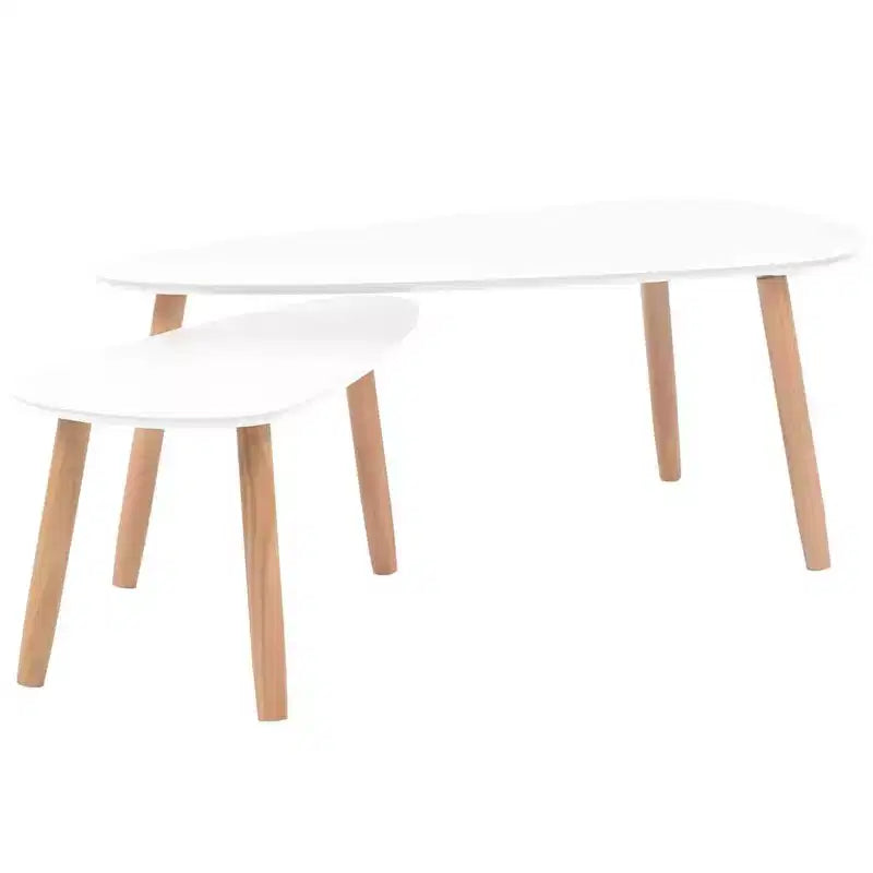 vidaXL Coffee Table Set 2 Piece End Table Side Sofa Table Solid Wood Pine