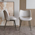 Sedie da pranzo Farmhouse Gray, struttura in metallo, sedute moderne per cucina e sala da pranzo (set da 2)