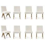 Sedie da pranzo moderne imbottite (set da 8), sedie laterali d'accento senza braccioli in lino con gambe in legno per cucina, sala da pranzo o soggiorno