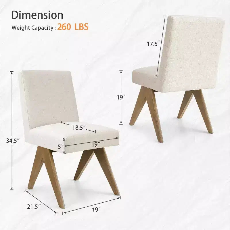 Sedie da pranzo moderne imbottite (set da 8), sedie laterali d'accento senza braccioli in lino con gambe in legno per cucina, sala da pranzo o soggiorno