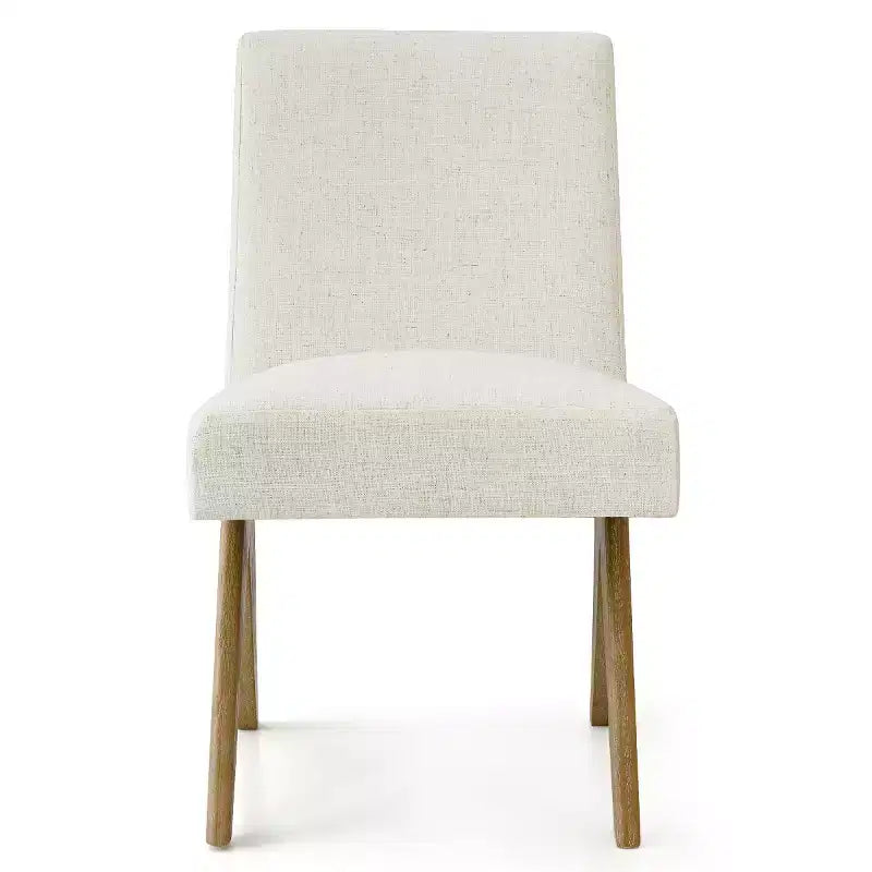 Sedie da pranzo moderne imbottite (set da 8), sedie laterali d'accento senza braccioli in lino con gambe in legno per cucina, sala da pranzo o soggiorno