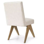 Sedie da pranzo moderne imbottite (set da 8), sedie laterali d'accento senza braccioli in lino con gambe in legno per cucina, sala da pranzo o soggiorno