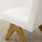 Sedie da pranzo moderne imbottite (set da 8), sedie laterali d'accento senza braccioli in lino con gambe in legno per cucina, sala da pranzo o soggiorno