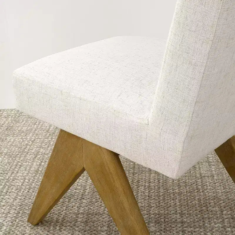 Sedie da pranzo moderne imbottite (set da 8), sedie laterali d'accento senza braccioli in lino con gambe in legno per cucina, sala da pranzo o soggiorno