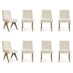 Sedie da pranzo moderne imbottite (set da 8), sedie laterali d'accento senza braccioli in lino con gambe in legno per cucina, sala da pranzo o soggiorno