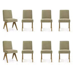 Sedie da pranzo moderne imbottite (set da 8), sedie laterali d'accento senza braccioli in lino con gambe in legno per cucina, sala da pranzo o soggiorno