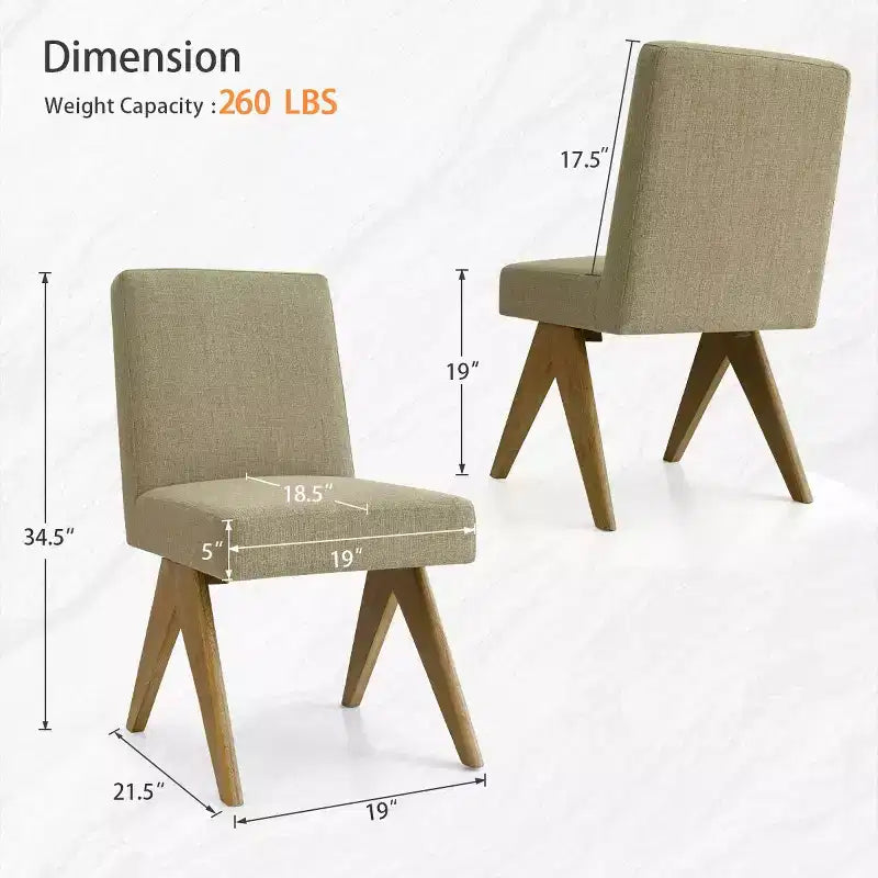 Sedie da pranzo moderne imbottite (set da 8), sedie laterali d'accento senza braccioli in lino con gambe in legno per cucina, sala da pranzo o soggiorno