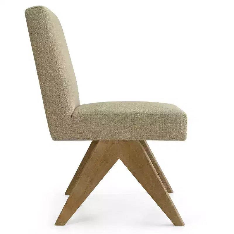 Sedie da pranzo moderne imbottite (set da 8), sedie laterali d'accento senza braccioli in lino con gambe in legno per cucina, sala da pranzo o soggiorno