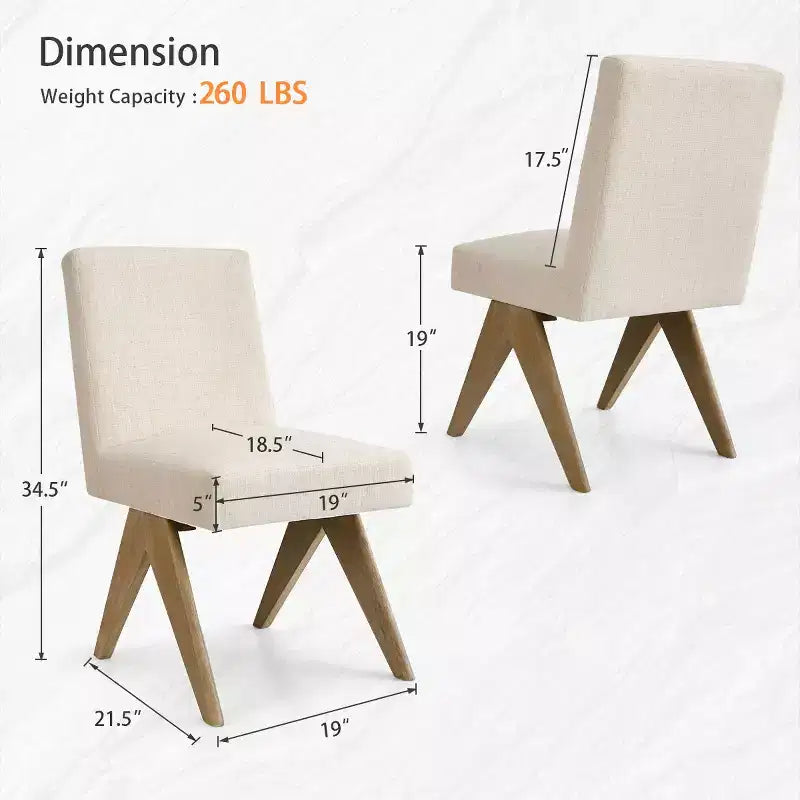 Sedie da pranzo moderne imbottite (set da 8), sedie laterali d'accento senza braccioli in lino con gambe in legno per cucina, sala da pranzo o soggiorno