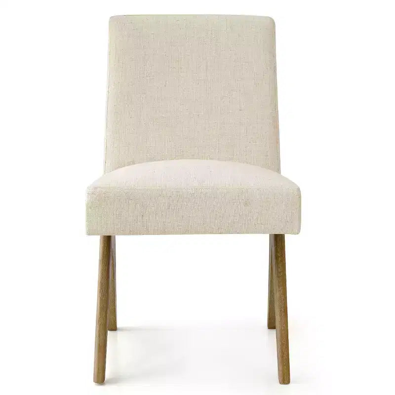 Sedie da pranzo moderne imbottite (set da 8), sedie laterali d'accento senza braccioli in lino con gambe in legno per cucina, sala da pranzo o soggiorno