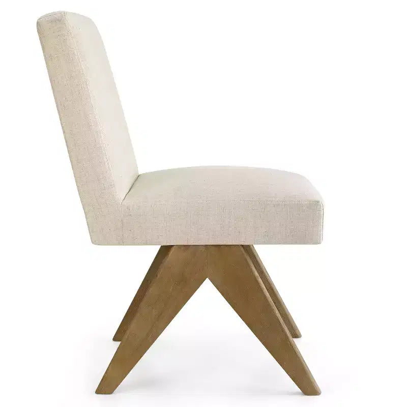 Sedie da pranzo moderne imbottite (set da 8), sedie laterali d'accento senza braccioli in lino con gambe in legno per cucina, sala da pranzo o soggiorno