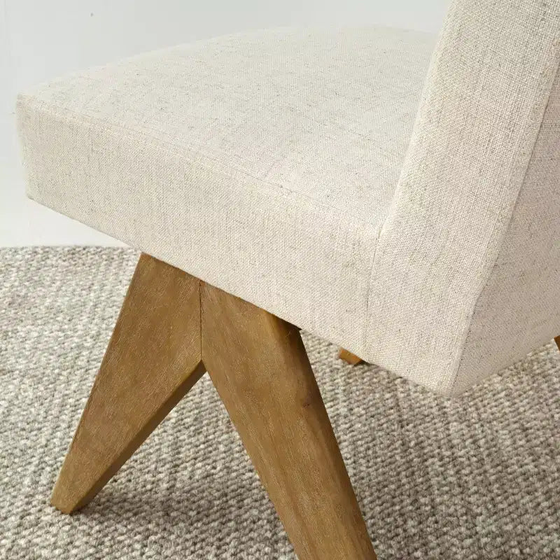 Sedie da pranzo moderne imbottite (set da 8), sedie laterali d'accento senza braccioli in lino con gambe in legno per cucina, sala da pranzo o soggiorno