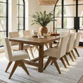 Modern Upholstered Dining Chairs Set of 8, Linen Armless Accent Side Chairs with Wood Legs for Kitchen, Dining Room or Living Room - Panipeachy